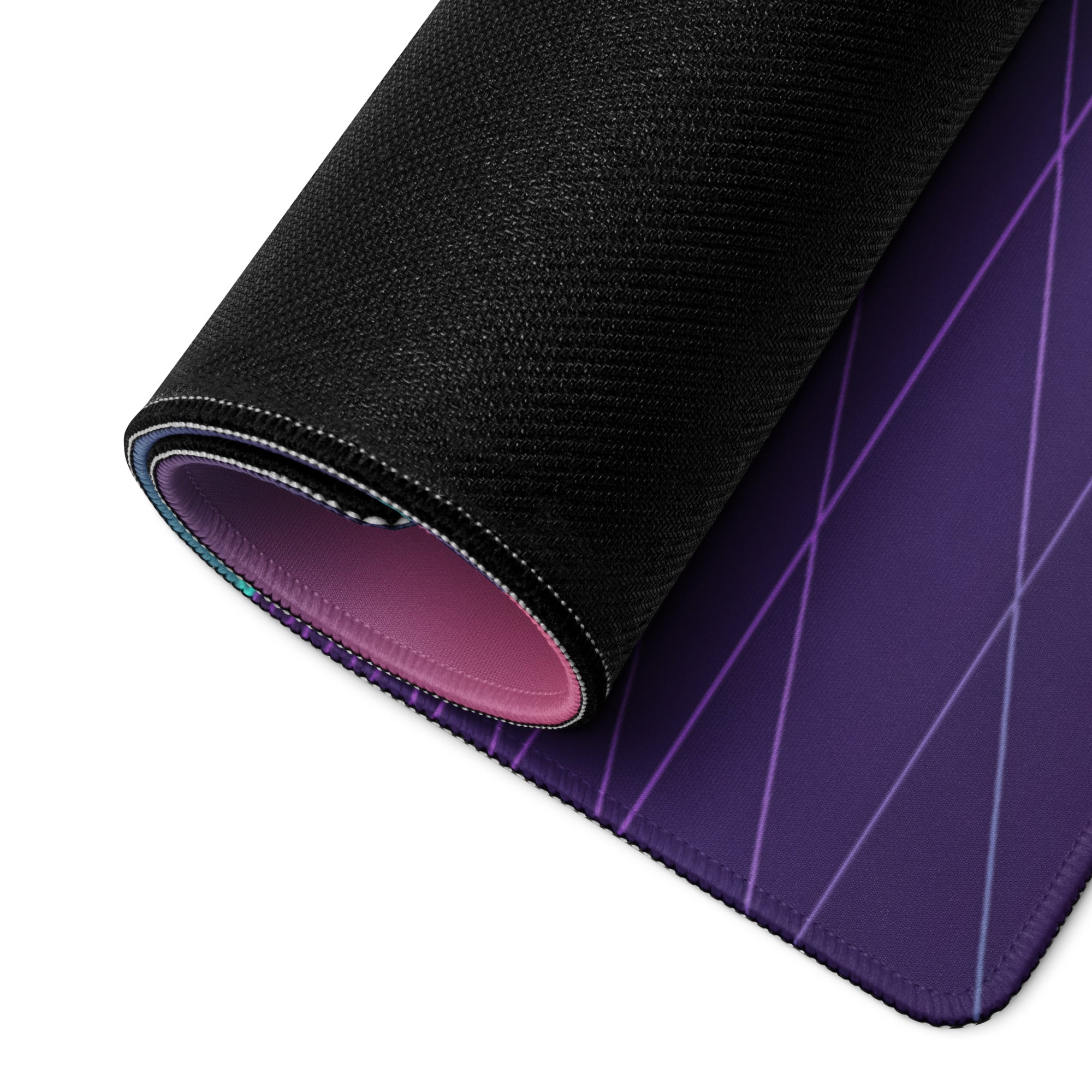 Ducati Panigale V4 Inspired Red Purple Vaporwave Gaming Mouse Pad – Neon Cyber City Desk Mat, Retro Futuristic Pyramid Sportbike Digital Art