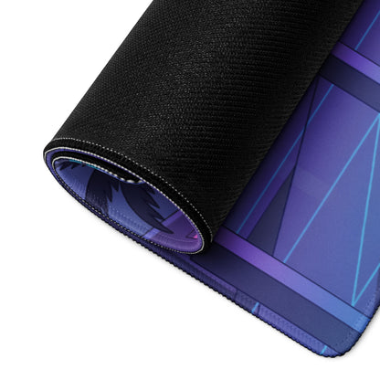 Aston Martin AMB 001 Inspired Silver Blue Vaporwave Gaming Mouse Pad – Neon Cyber City Desk Mat, Retro Futuristic Luxury Motorcycle Vector Art