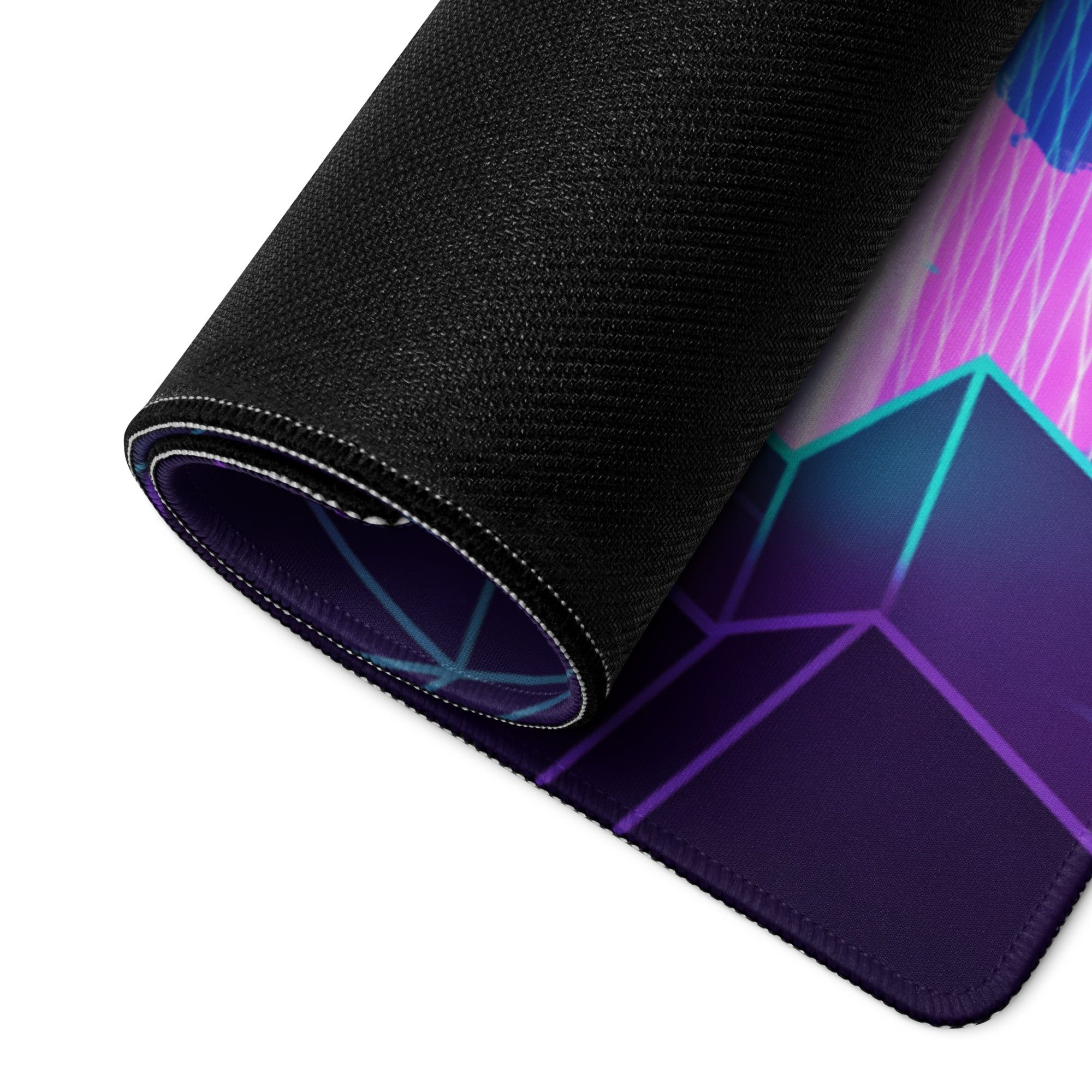 Neon Vaporwave Gaming Pad - Gaming Mouse Pad Purple Neon Blue Desktop Setup Vaporwave Cyberpunk Vibrant Mood Digital Art