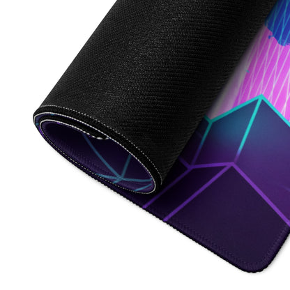 Neon Vaporwave Gaming Pad - Gaming Mouse Pad Purple Neon Blue Desktop Setup Vaporwave Cyberpunk Vibrant Mood Digital Art