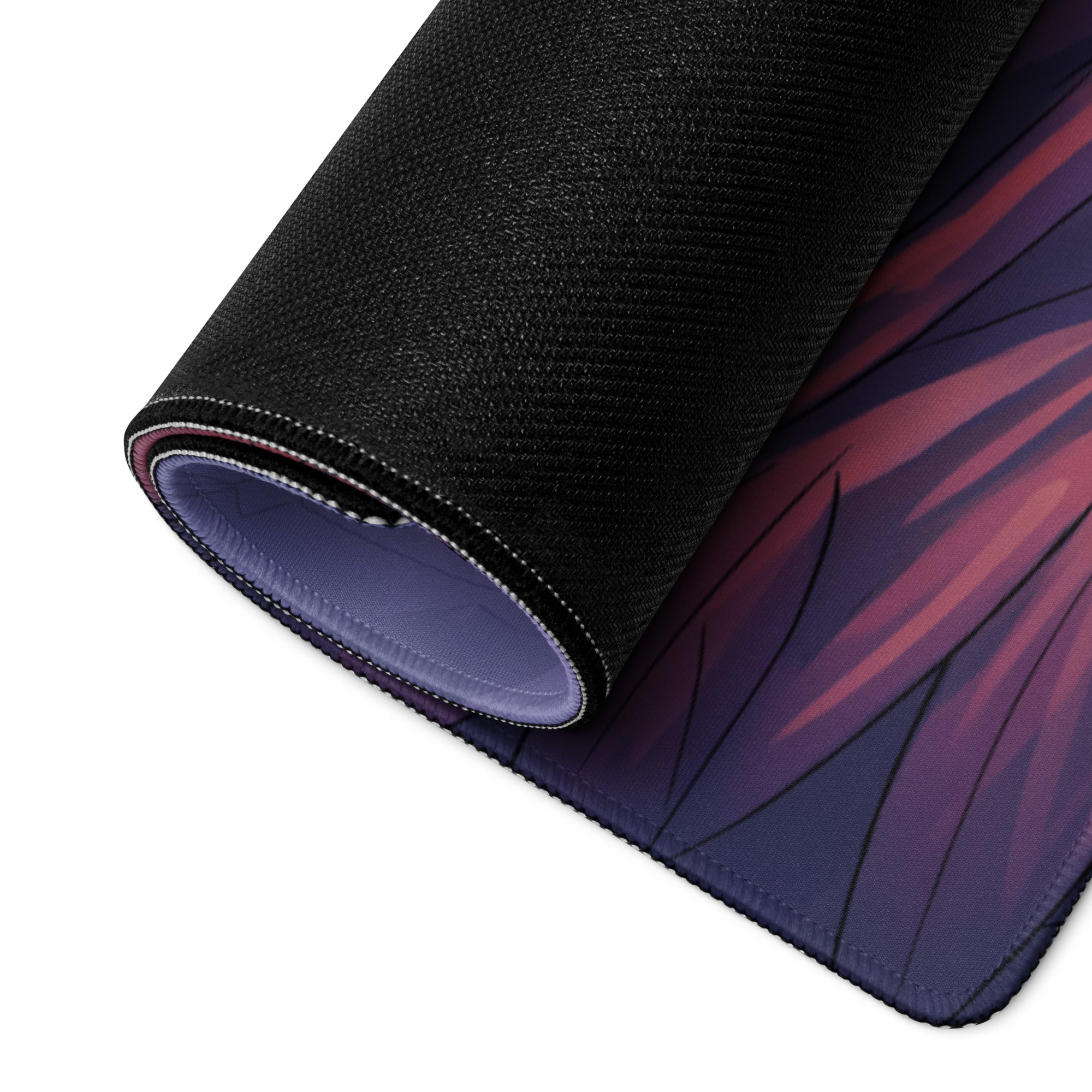 Black and purple gradient vaporwave neon valkyrie gaming mouse pad with textured surface for vaporwave mood decor