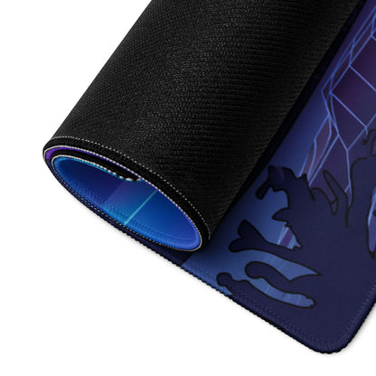 Black and blue textured gaming mousepad with anime style design vaporwave neon sunset mood for desk use