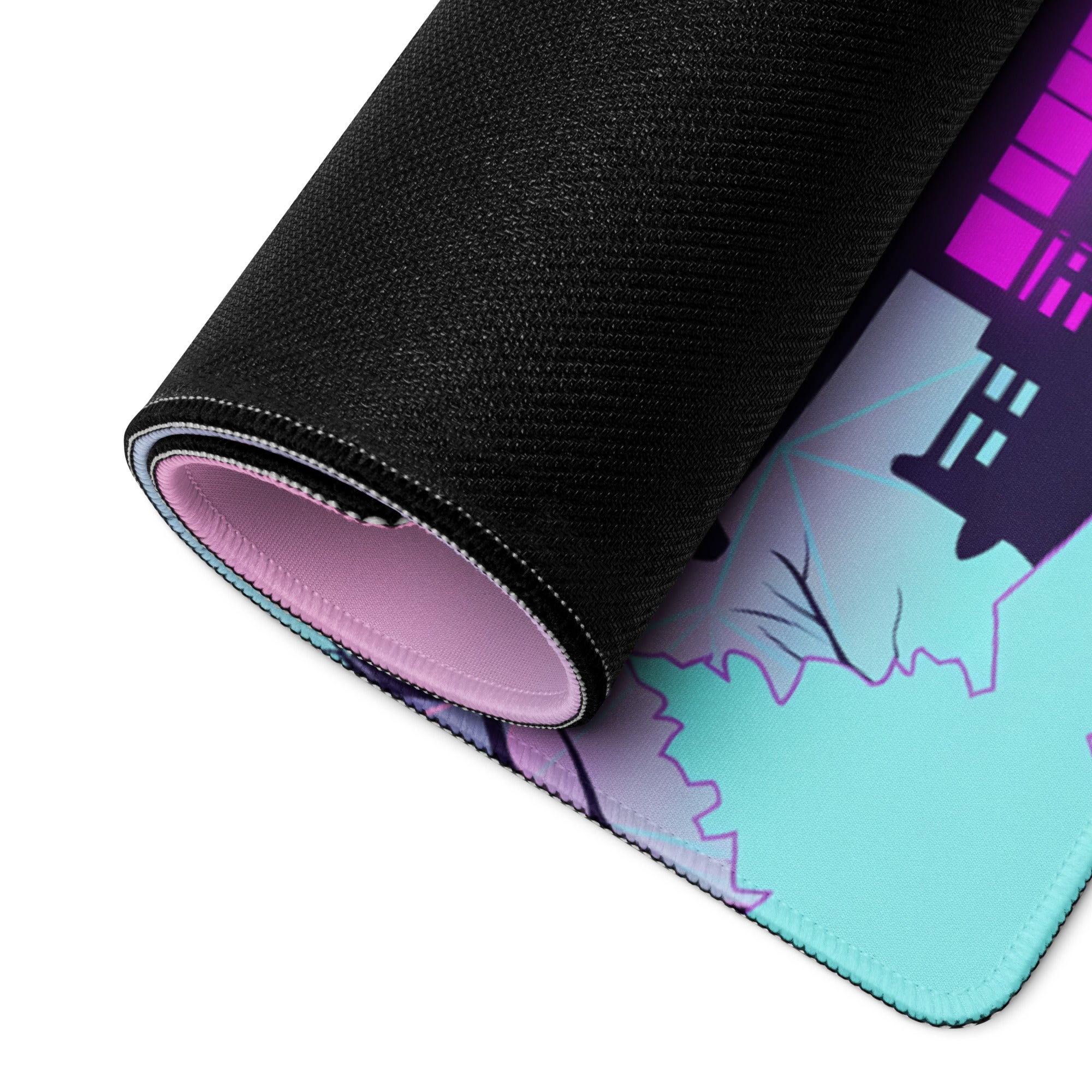 Vaporwave Neon Fuji Pad - Vaporwave Gaming Mouse Pad Pink Purple Gradient Dreamy Mood Neon Decor Digital Art