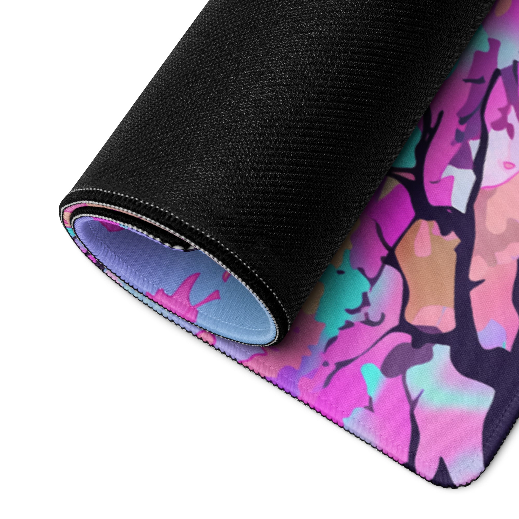 Vaporwave Neon Sakura Mouse Pad - Vaporwave Mouse Pad Pastel Purple Turquoise Desk Setup Dreamy Mood Retro Futurism