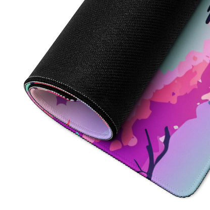 Vaporwave Neon Cityscape Mouse Pad - Gaming Mouse Pad Pastel Pink Purple Teal Sunset Desk Dreamy Retro Futurism Desk Mat