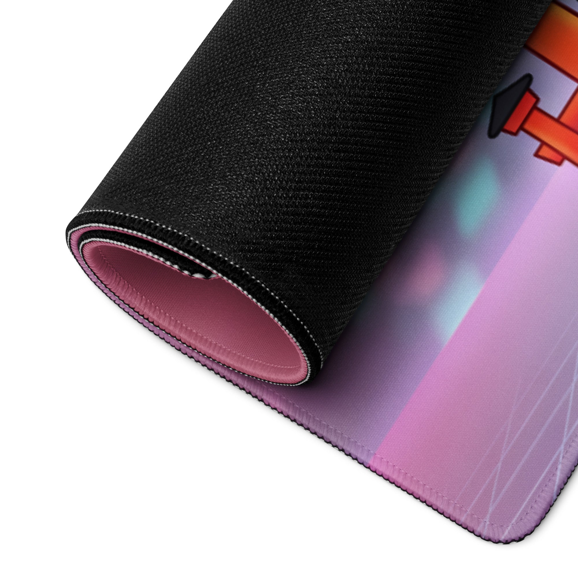 Vaporwave Neon Blossom Pad - Mouse Pad Pink Cyan Desk Setup Vaporwave Dreamy Retro Futuristic Aesthetic Digital Art