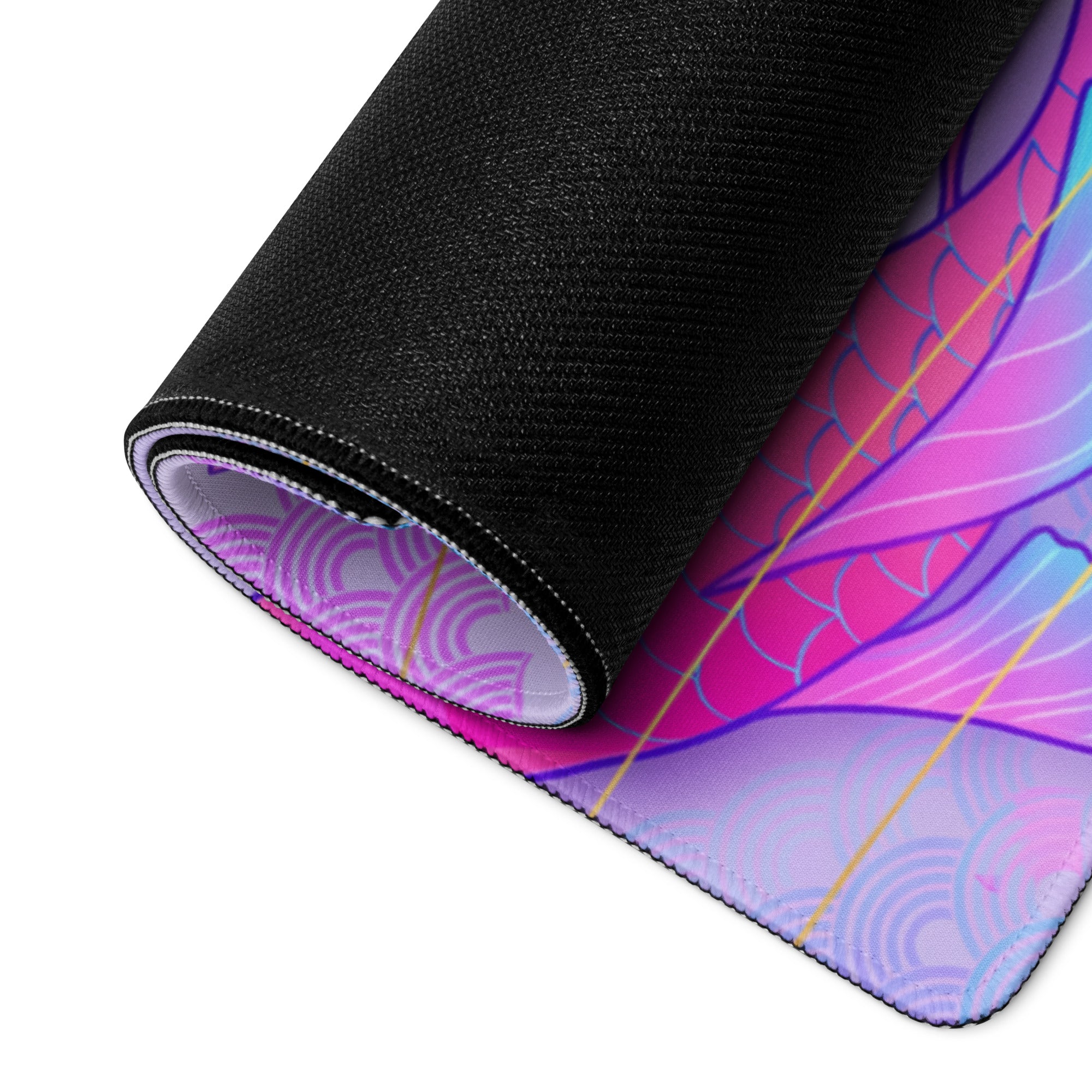 Vaporwave Koi Fish Gaming Pad - Koi Fish Pink Purple Blue Gaming Desk Vaporwave Neon Retro Futurism Mouse Pad Digital