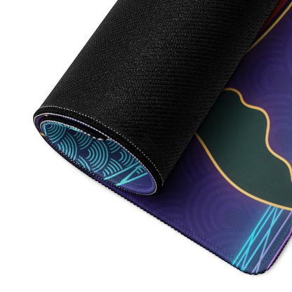 Vaporwave Koi Mouse Pad - Mouse Pad Purple Blue Gold Gaming Vaporwave Mood Nostalgic Neon Minimalist Niche DeskMat Art
