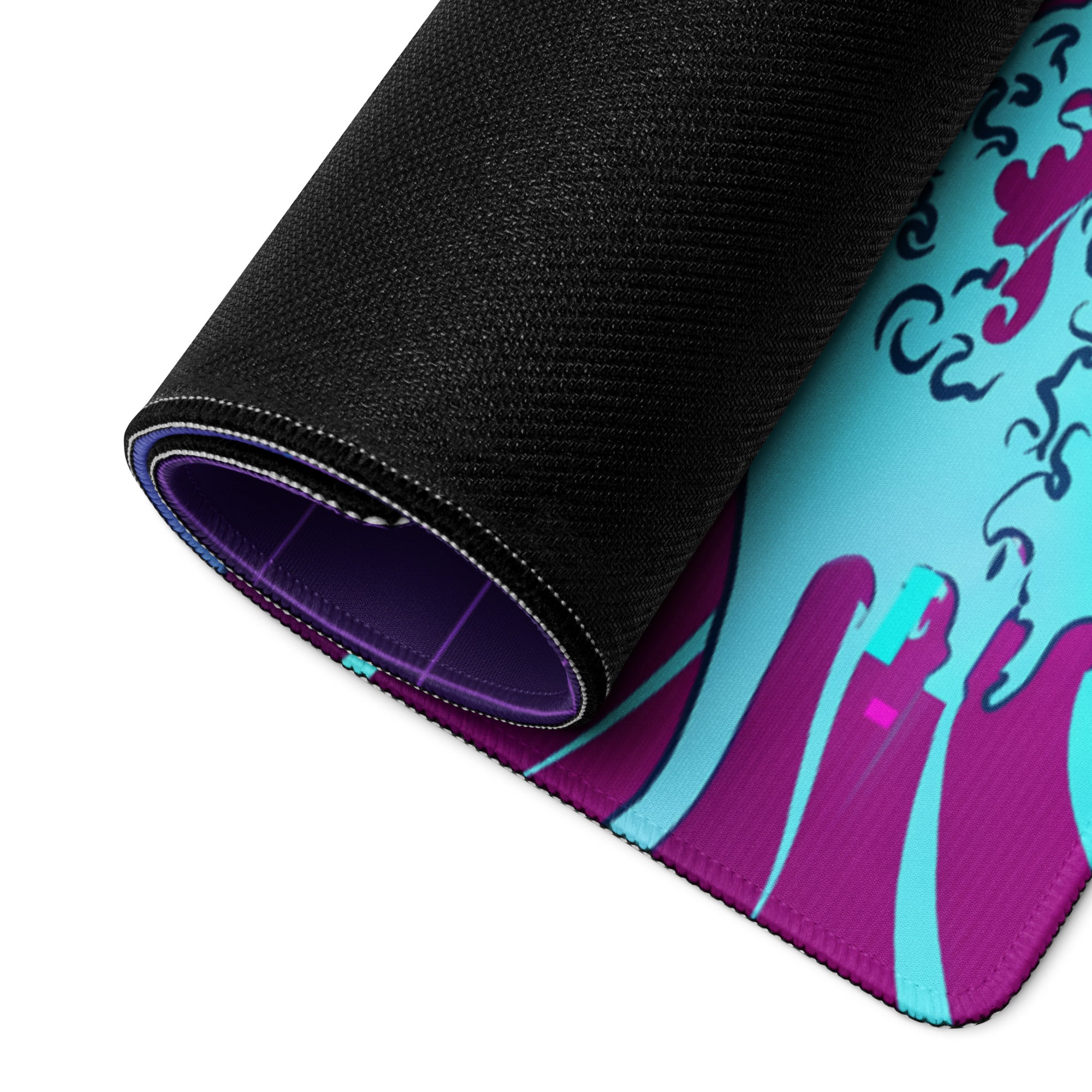 Vaporwave Neon Desk Mat - Vaporwave Mouse Pad Purple Pink Desk Synthwave Energetic Neo Retro Digital Art