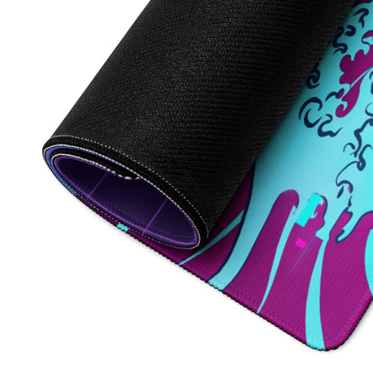 Vaporwave Neon Desk Mat - Vaporwave Mouse Pad Purple Pink Desk Synthwave Energetic Neo Retro Digital Art