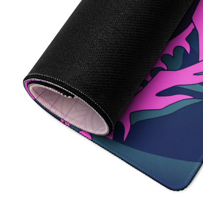 Vaporwave Fuji Desk Mat - Fuji Pink Purple Desk Setup Vaporwave Dreamy Neon Retro Futurism Gaming Mat Digital Art