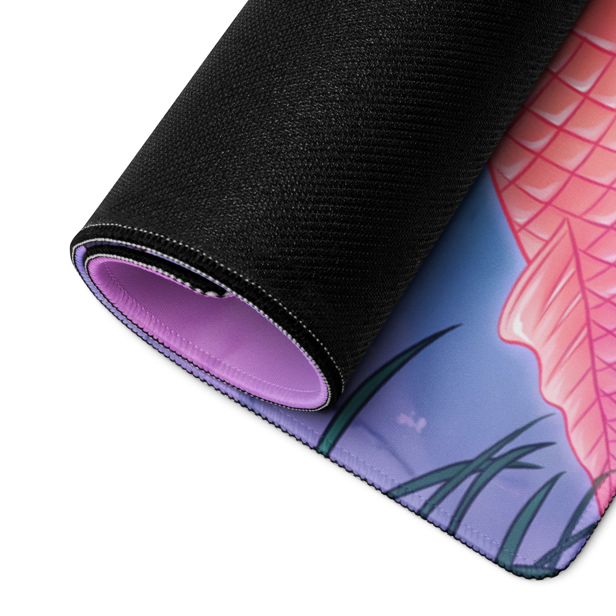 Vaporwave Koi Neon Mouse Pad - Koi Pink Purple Mouse Pad Vaporwave Dreamy Neon Retro Futurism Mouse Pad Digital Art