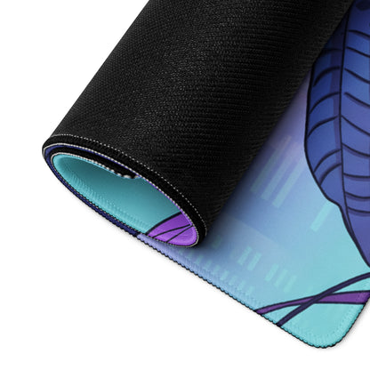 Vaporwave Neon Lotus Mouse Pad - Gaming Mouse Pad Blue Purple Pink Desktop Vaporwave Dreamy Mood Neon Decor Digital