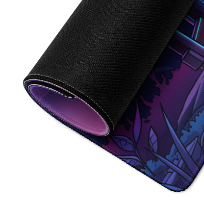 Vaporwave Mount Fuji Neon Mouse Pad - Mouse Pad Purple Pink Neon Vaporwave Dreamy Retro Synthwave Digital Art