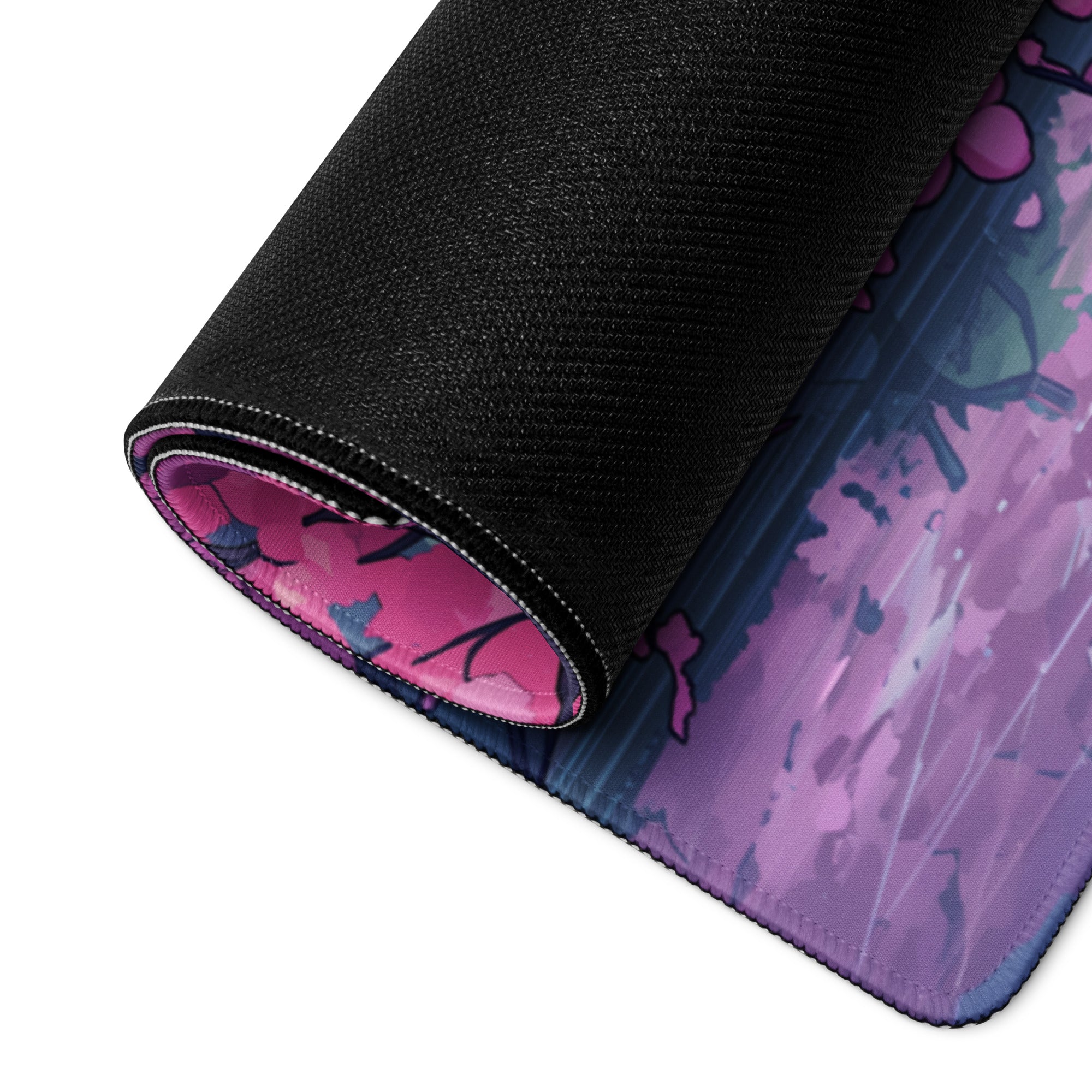 Vaporwave Sakura Night Pad - Gaming Mouse Pad Pink Purple Teal Vaporwave Dreamy Retro Neon Decor Cyberpunk Digital Art