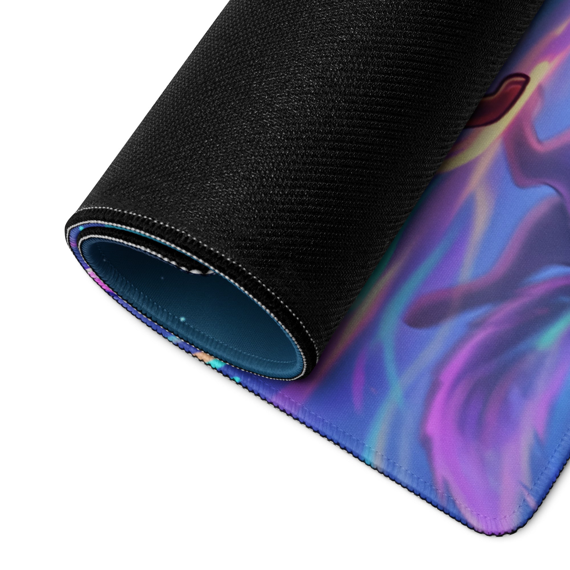Neon Wolf Vaporwave Desk Pad - Wolf Vaporwave Neon Blues Gaming Desk Pad Dreamy Neon Mood, Gaming Mouse Pad, Digital Art