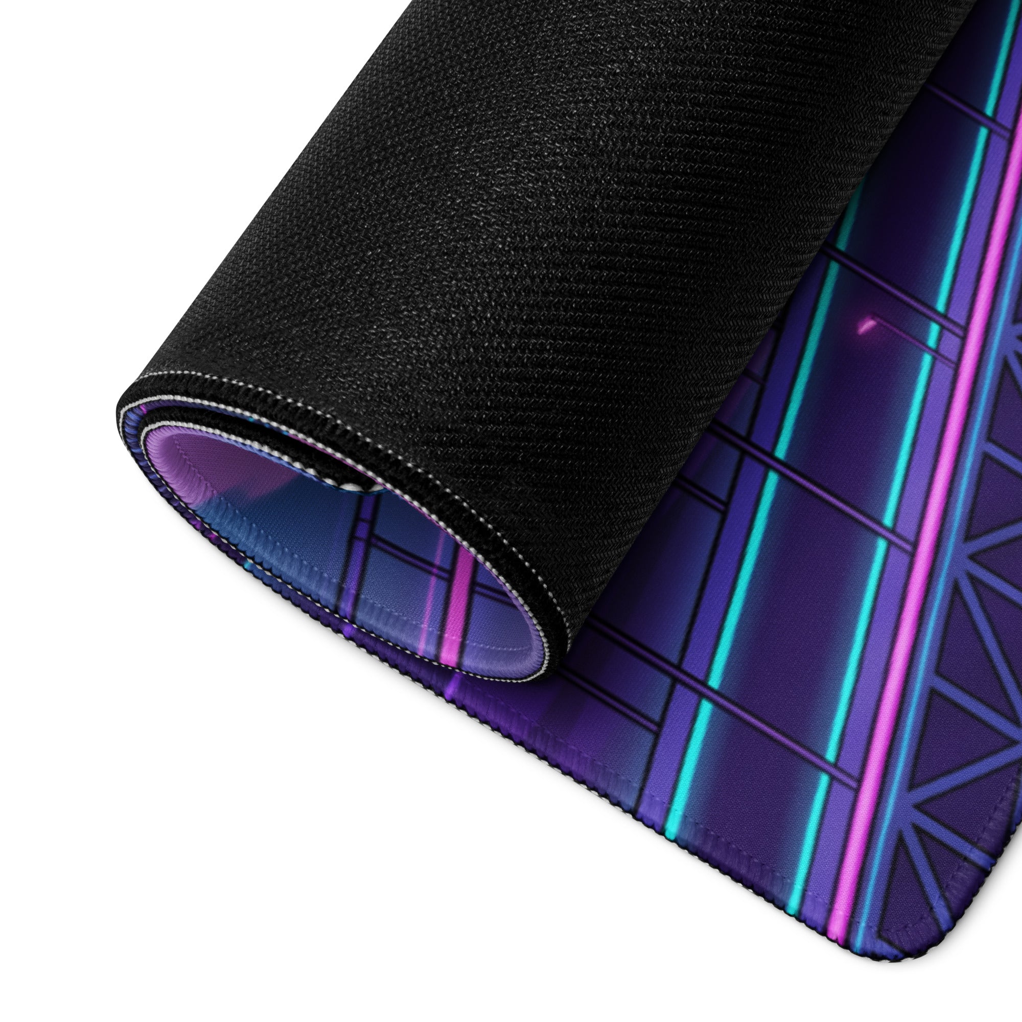 Neon Vaporwave Bridge City Pad - Mouse Pad Neon Pink Teal Gaming Desk Vaporwave Dreamy Cyberpunk Digital Art