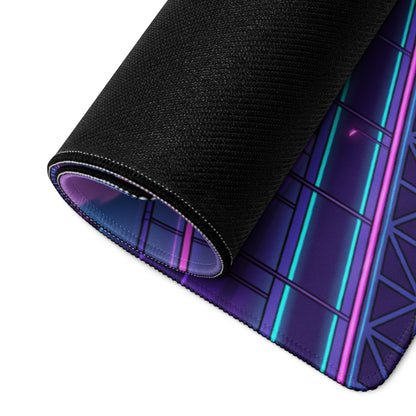Neon Vaporwave Bridge City Pad - Mouse Pad Neon Pink Teal Gaming Desk Vaporwave Dreamy Cyberpunk Digital Art