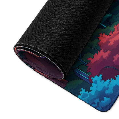 Vaporwave Neon Mountain Mouse Pad - Gaming Mouse Pad Pink Purple Turquoise Desktop Dreamy Vaporwave Landscape Digital Art