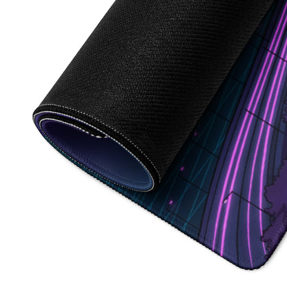 Vaporwave Bridge Neon Desk Pad - Bridge Cityscape Purple Teal Gaming Vaporwave Dreamy Mood Neon Decor Retro