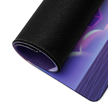 Vaporwave Nightscape Desk Pad - Gaming Mouse Pad Desk Mat Purple Gradient Vaporwave Dreamy Retro Mood Neon Cyberpunk