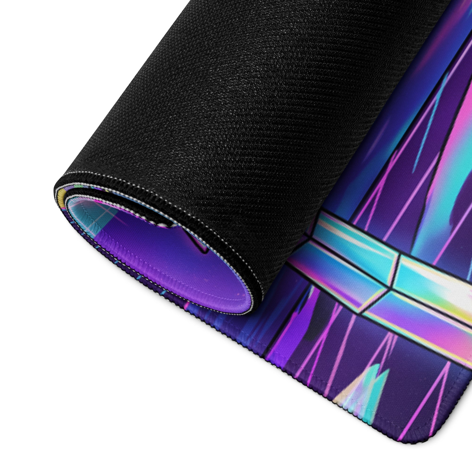 Neon Vaporwave Desktop Mouse Pad - Mouse Pad Neon Purple Cyan Desk Vaporwave Dreamy Neon Retro Futurism Large Gaming