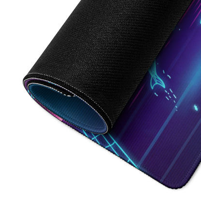 Neon Vaporwave Gaming Mouse Pad - Gaming Mouse Pad Neon Pink Purple Cyan Desk Vaporwave Dreamy Nostalgic Mood Vaporwave Desk Mat Digital Art