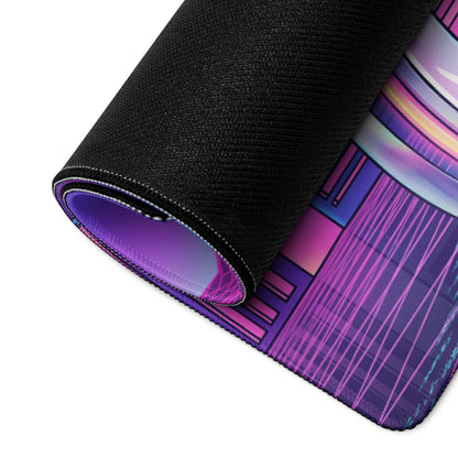 Neon Vaporwave Gaming Mouse Pad - Gaming Mouse Pad Neon Purple Pink Desk Setup Vaporwave Vibrant Mood Neon Decor Digital