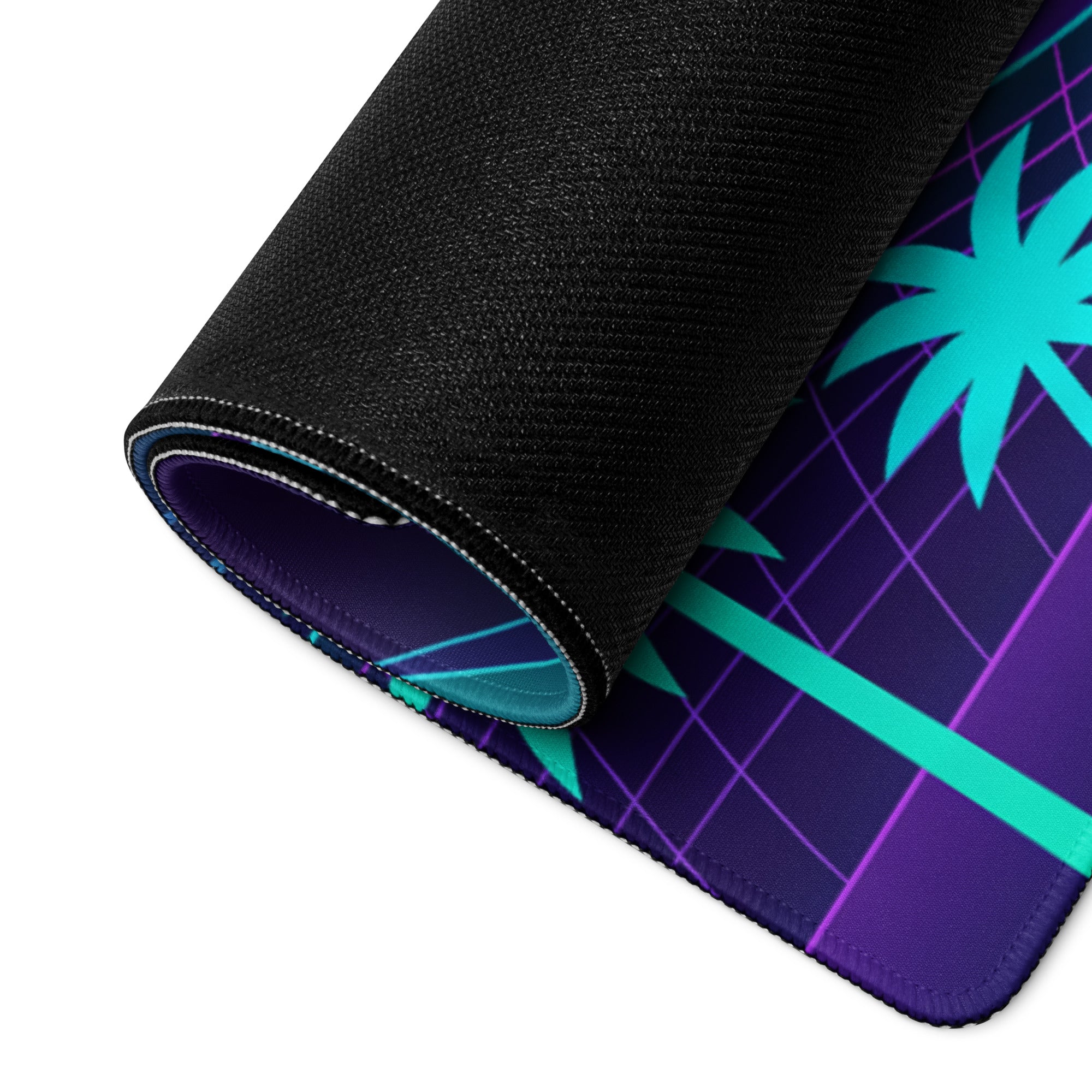 Vaporwave Neon Cityscape Mousepad - Cityscape Neon Pink Purple Blue Gaming Desk Vaporwave Nostalgic Cyberpunk Desk Mat