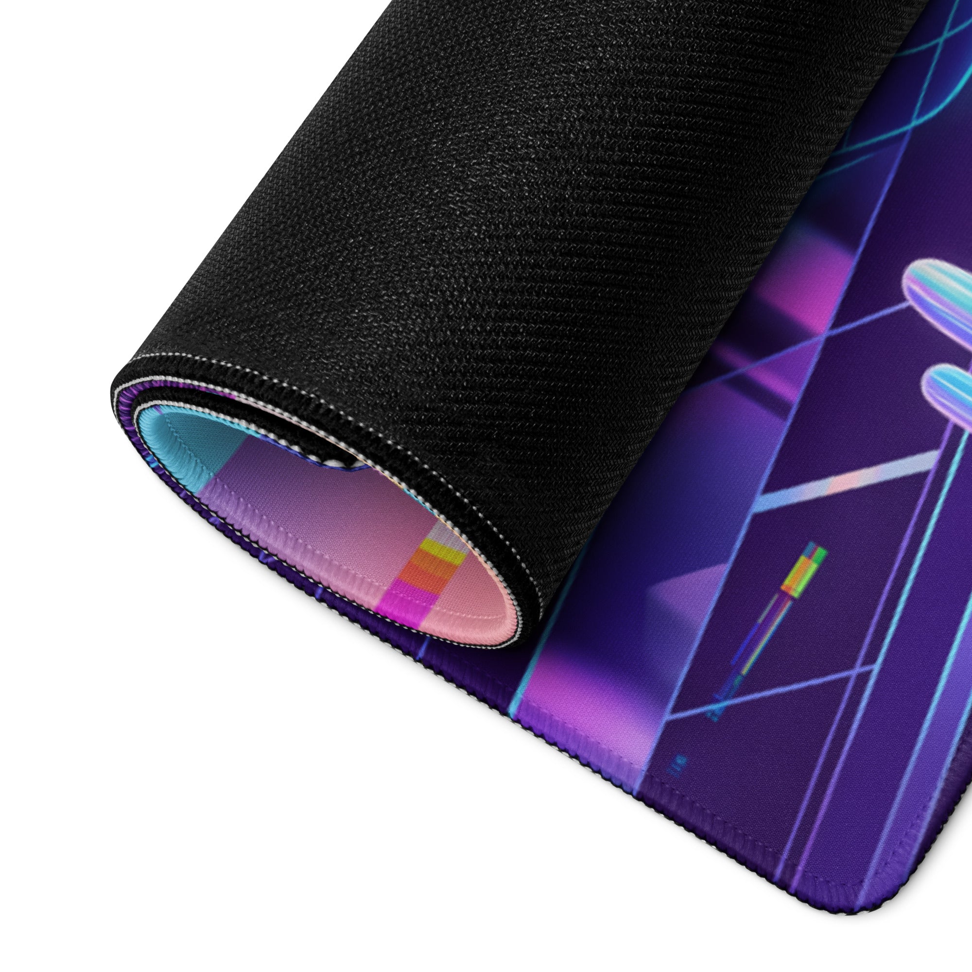 Vaporwave Neon Cityscape Mouse Pad - Mouse Pad Purple Teal Pink Gaming Desk Vaporwave City Neon Mood Digital Art