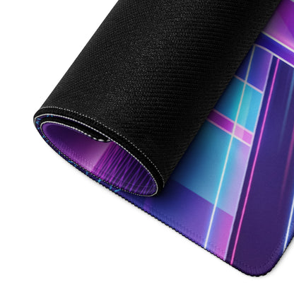 Vaporwave Neon Gaming Mouse Pad - Neon Purple Pink Blue Desktop Setup Vaporwave Retro Futurism Desk Mat Digital Art