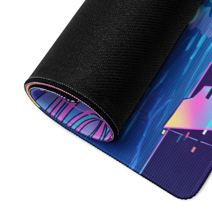 Neo Neon Vaporwave Mouse Pad - Gaming Mouse Pad Neon Pink Purple Blue Desk Setup Vaporwave