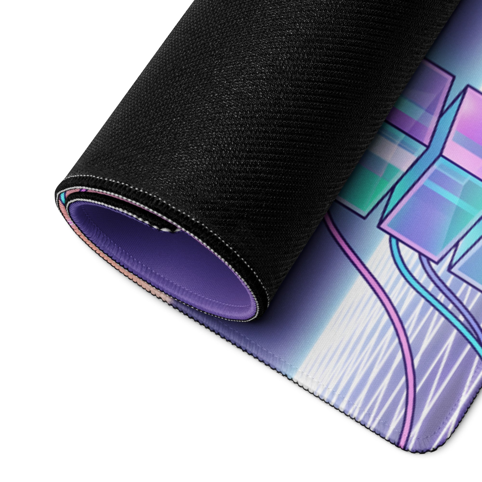 Vaporwave Neon Gaming Pad - Gaming Mouse Pad Neon Purple Pink Desk Neon Dreamy Retro Wave Gamer Accessory Digital Art