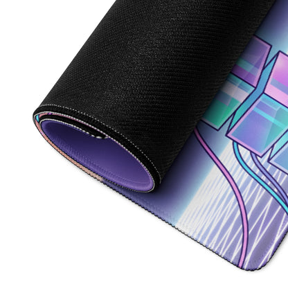 Vaporwave Neon Gaming Pad - Gaming Mouse Pad Neon Purple Pink Desk Neon Dreamy Retro Wave Gamer Accessory Digital Art
