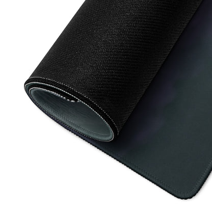 Black textured mousepad with subtle gradient finish and stitched edges in shelby cobra inspired pearl white heritage desk pad