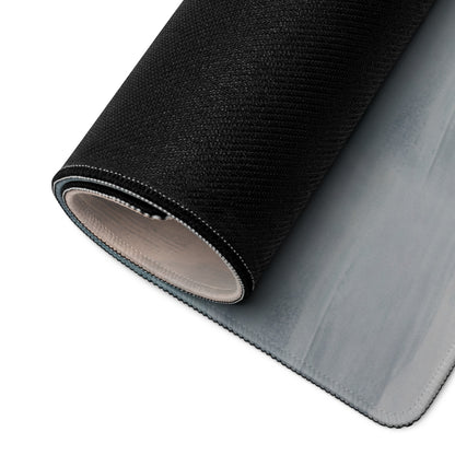 Black textured fabric roll with gray lining and stitched edges for ford gt inspired speed yellow xl gaming desk mat