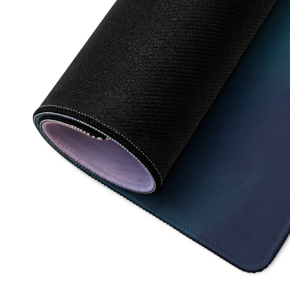 Black textured high-dpi micro-weave mousepad with stitched edges and subtle gradient blue underside for gaming use
