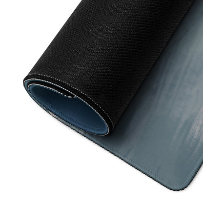 Lamborghini huracán gt3 inspired verde racing desk mat black textured outer layer with blue inner lining rolled to show design