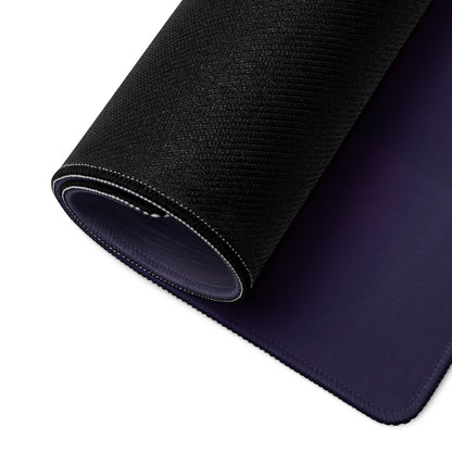 Lotus evija inspired electric silver desk mat black textured low friction cloth mousepad with stitched edges and purple underside