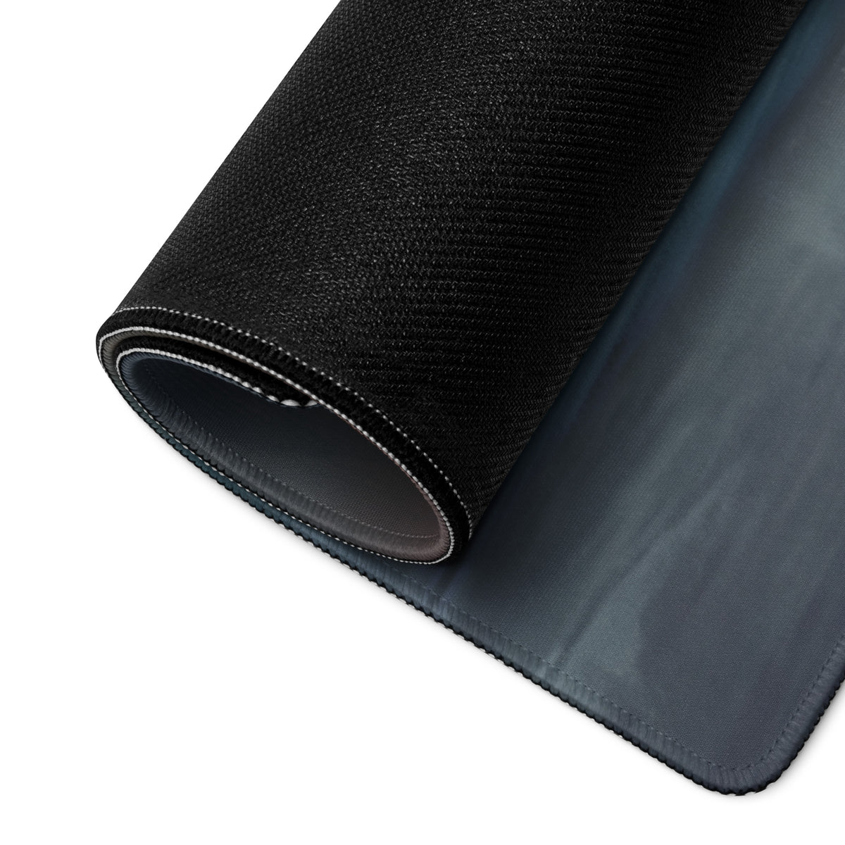 Black textured mousepad with smooth gray stitched underside for porsche 911 gt3 rs inspired chalk white desk pad
