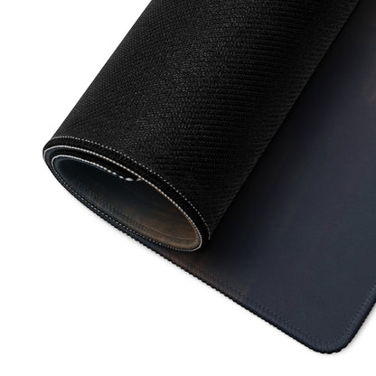 Black textured porsche mission r inspired rosso endurance desk pad with subtle sheen and stitched edges for non slip use