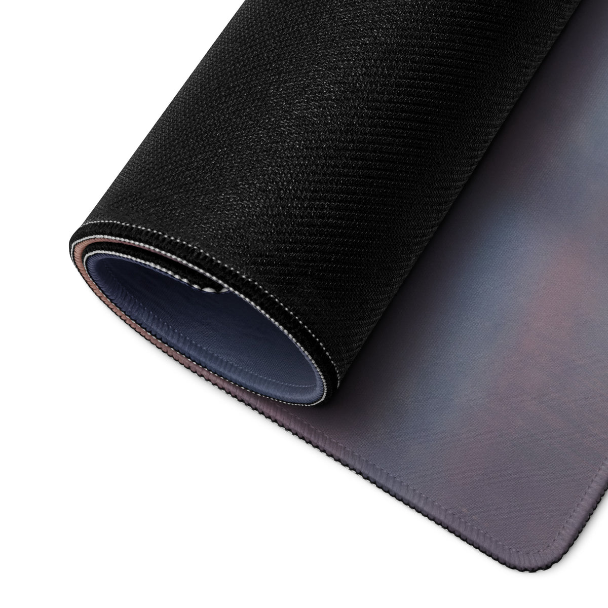 Black textured mousepad with subtle gradient finish and stitched edges inspired by lamborghini aventador desk pad