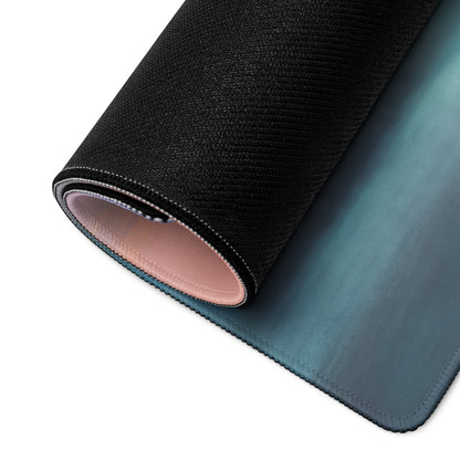 Pagani Zonda Inspired Rosso Sunset extended non-slip mousepad with black teal gradient textured surface and soft pink lining