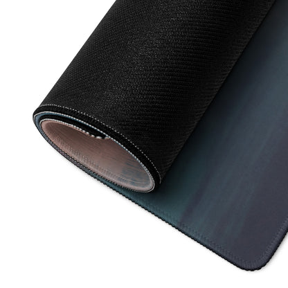 Black textured Lamborghini Huracán inspired pearl tricolore desk pad with stitched edges rolled to show layered construction