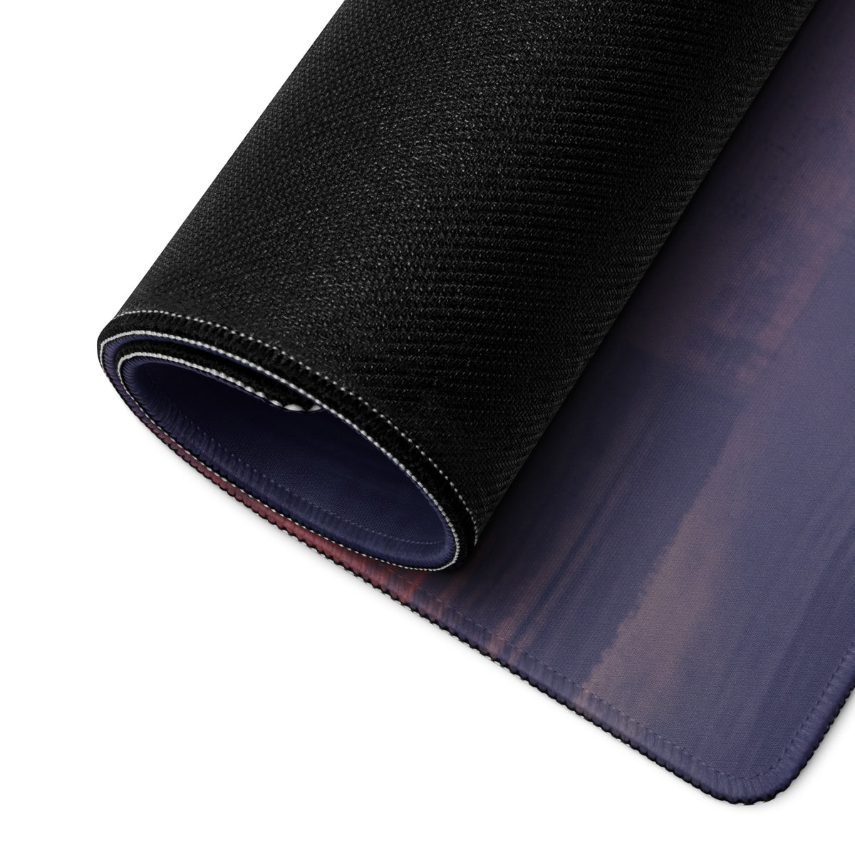 Black textured Aprilia RSV4 inspired large desk pad with gradient purple and navy design for gaming setup