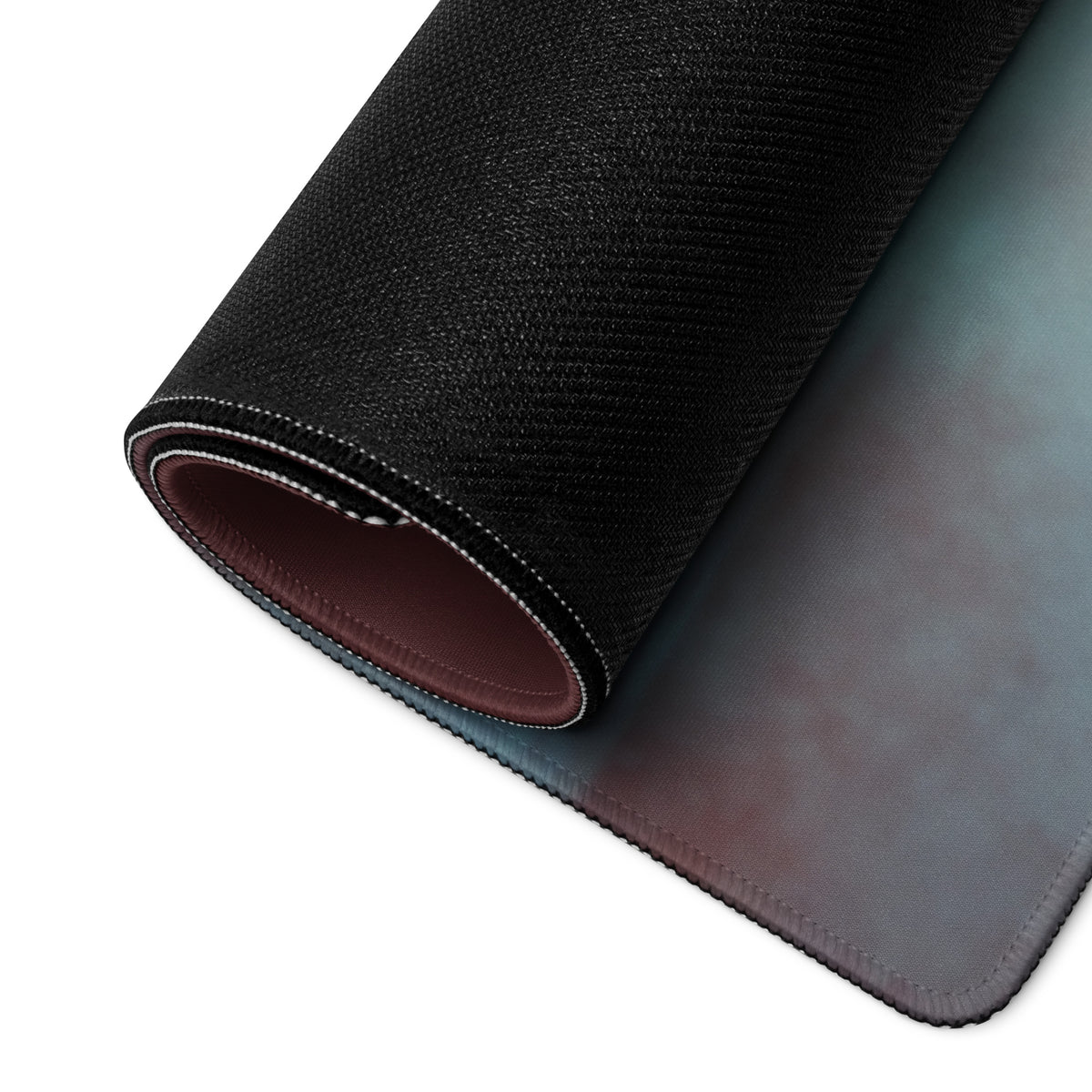Black textured kawasaki ninja h2 inspired extra large desk pad with gray and maroon gradient underside for gamers