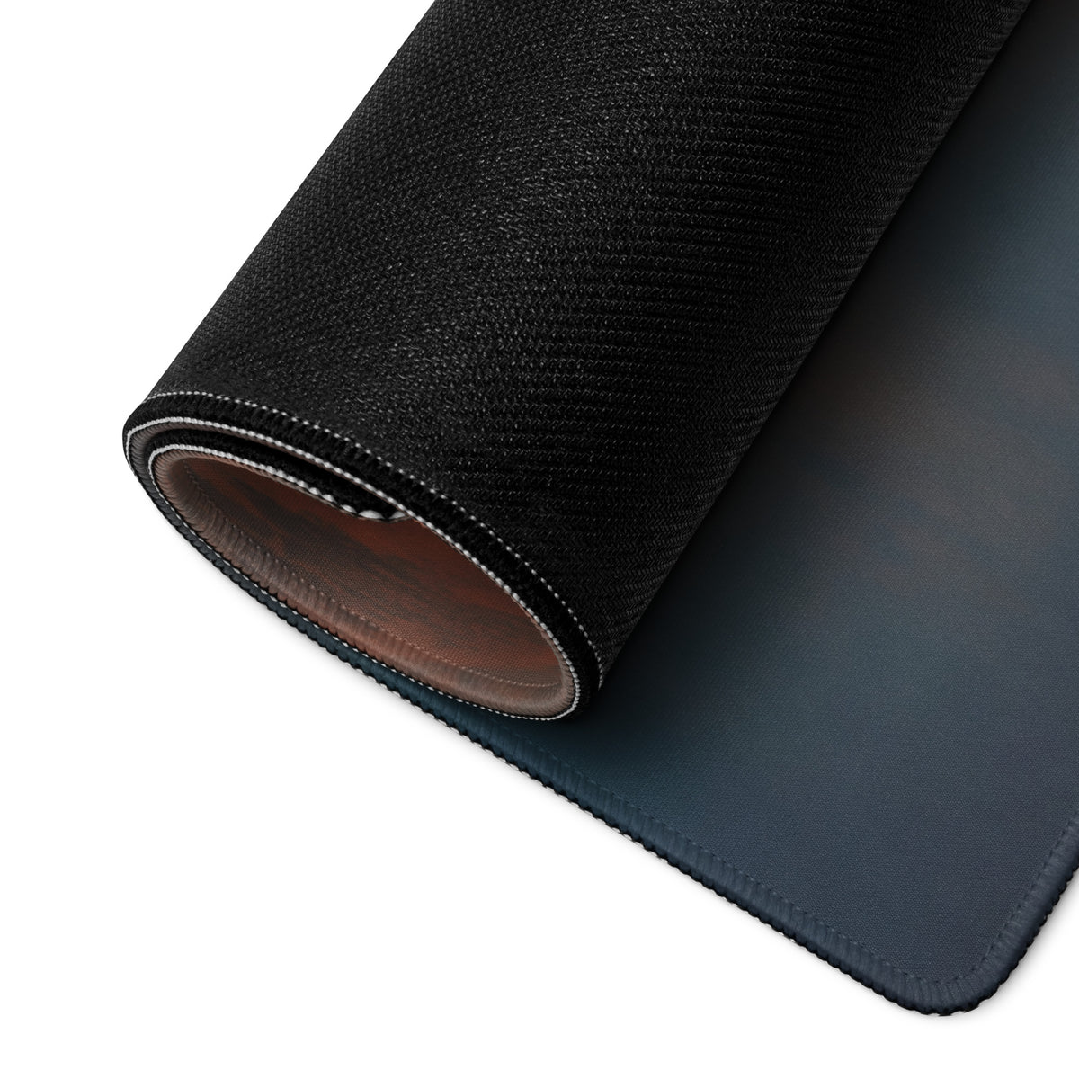 Black textured gaming mousepad with dark gray stitched underside inspired by Yamaha YZF-R1 sportbike design