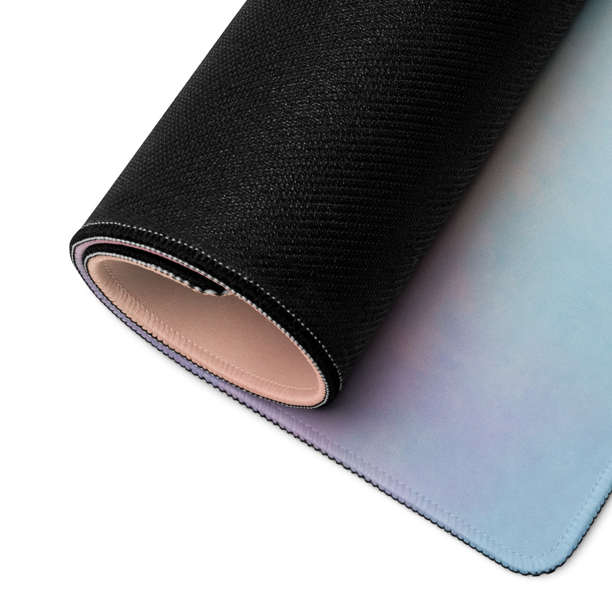 Ducati Panigale inspired large gaming desk mat in black and blue gradient with textured surface and layered construction