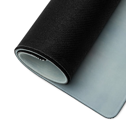 Custom cafe racer premium gaming mousepad showing black textured outer layer and light gray smooth inner surface rolled neatly
