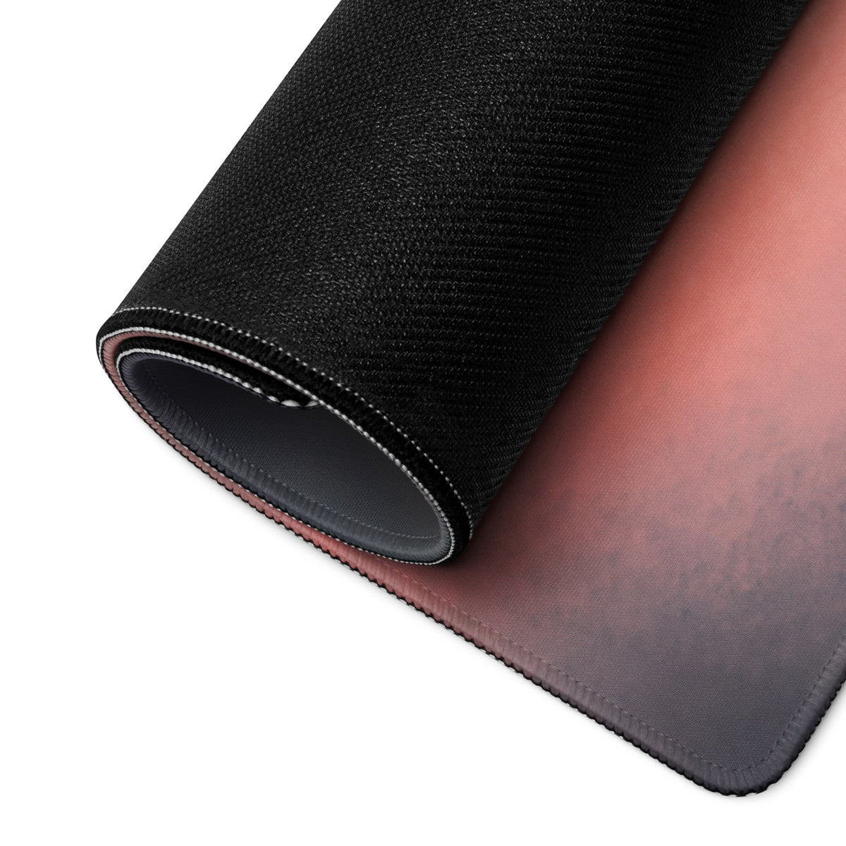 Black textured bmw m1000rr inspired large gaming mousepad with gradient pink to gray stitched edges desk mat